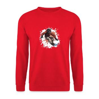 Great Dane Hund Snowboard Sport - Unisex Pullover - Rot - Vorne - Alina (178cm) & Michal (187cm)