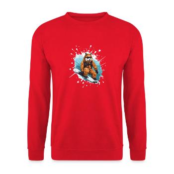 Akita Hund Snowboard - Unisex Pullover - Rot - Vorne - Alina (178cm) & Michal (187cm)