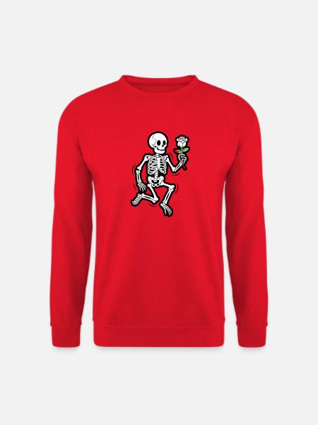 Dancing Skeleton with Rose Funny Halloween - Unisex Sweatshirt - red