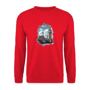 London England Big Ben Eye Skyline Souvenir Design - Unisex Pullover - Rot - Vorne - Alina (178cm) & Michal (187cm)