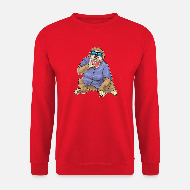 Faultier Poker Pokerkarten Kartenspiel - Unisex Pullover - Rot