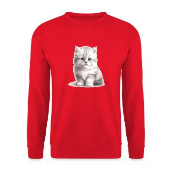 Flauschiges Kätzchen Porträt - Unisex Pullover - Rot - Vorne - Alina (178cm) & Michal (187cm)