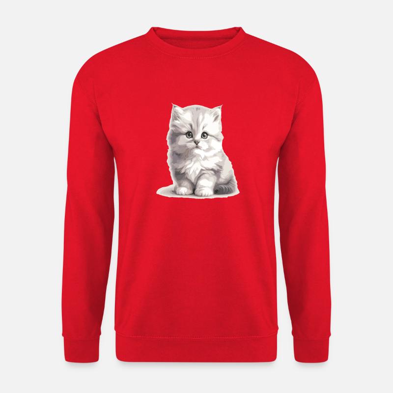 Flauschiges Kätzchen Porträt - Unisex Pullover - Rot
