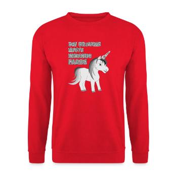 Licorne : J’ai besoin d’un peu de couleur aujourd’hui - Sweat-shirt Unisexe - rouge - Devant - Alina (178cm) & Michal (187cm)