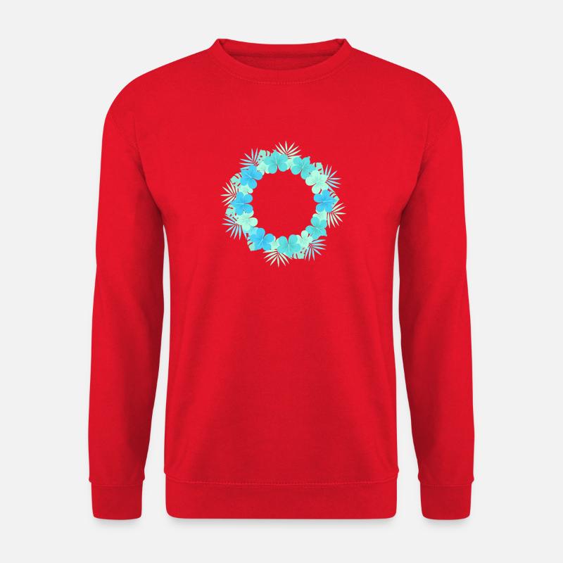 Blauer Hibiskus Kranz - Unisex Pullover - Rot