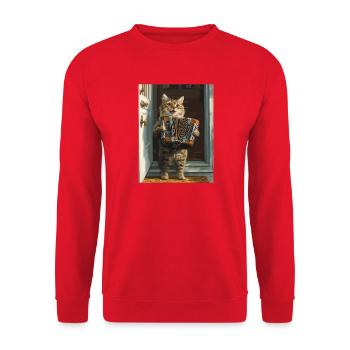 Chat avec accordéon - Sweat-shirt Unisexe - rouge - Devant - Alina (178cm) & Michal (187cm)