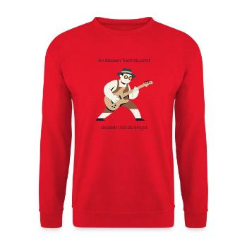 Gitarrenheld: Wer gibt den Ton an? - Unisex Pullover - Rot - Vorne - Alina (178cm) & Michal (187cm)