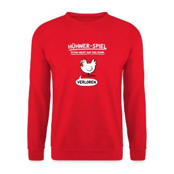 Chicken Game Don't Look at the Chicken Lost - Unisex Sweatshirt - red - Front - Alina (178cm) & Michal (187cm)