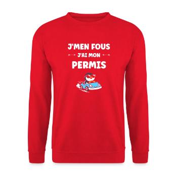Humour permis de conduire - Sweat-shirt Unisexe - rouge - Devant - Alina (178cm) & Michal (187cm)