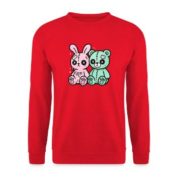 Goth Bunny Horror Rabbit Gothic Gruselig Gruselig - Unisex Pullover - Rot - Vorne - Alina (178cm) & Michal (187cm)