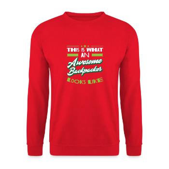 Awesome Backpacker Gift Hiking Adventure Art - Unisex Sweatshirt - red - Front - Alina (178cm) & Michal (187cm)