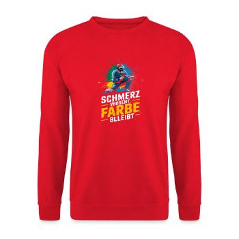  Schmerz Vergeht Farbe Blleibt Lustiger Paintball - Unisex Pullover - Rot - Vorne - Alina (178cm) & Michal (187cm)