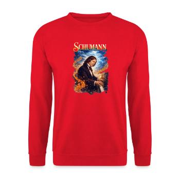 Schumann Klavierfeuer Porträt - Unisex Pullover - Rot - Vorne - Alina (178cm) & Michal (187cm)