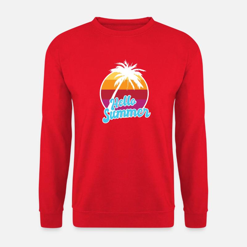 Hello Summer Retro Sunset Palm Art - Unisex Pullover - Rot
