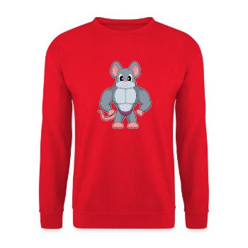Mouse Bodybuilder Bodybuilding Sport - Unisex Sweatshirt - red - Front - Alina (178cm) & Michal (187cm)
