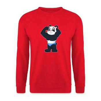 Panda Bodybuilder Bodybuilding Sport - Unisex Sweatshirt - red - Front - Alina (178cm) & Michal (187cm)