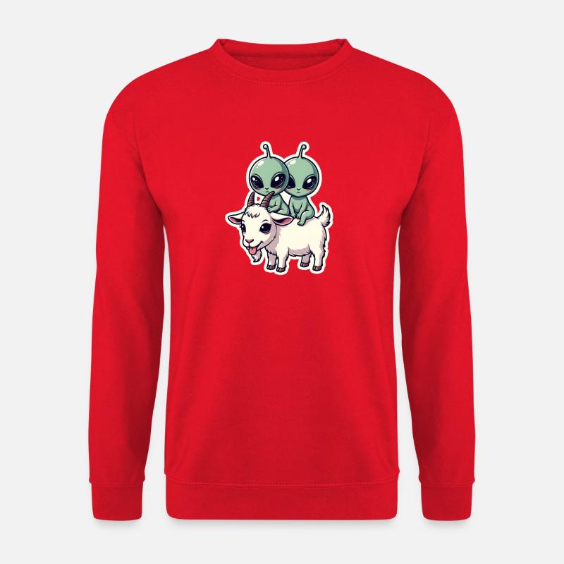 Aliens riding goat - Unisex Sweatshirt - red