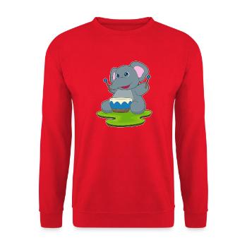 Elephant Musician Drum Music - Unisex Sweatshirt - red - Front - Alina (178cm) & Michal (187cm)