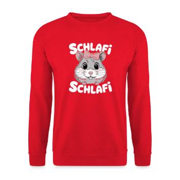 Schlafi Schlafi Hamster Design - Unisex Pullover - Rot - Vorne - Alina (178cm) & Michal (187cm)