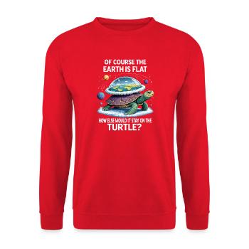 Dicton de la Terre plate de la Tortue - Sweat-shirt Unisexe - rouge - Devant - Alina (178cm) & Michal (187cm)