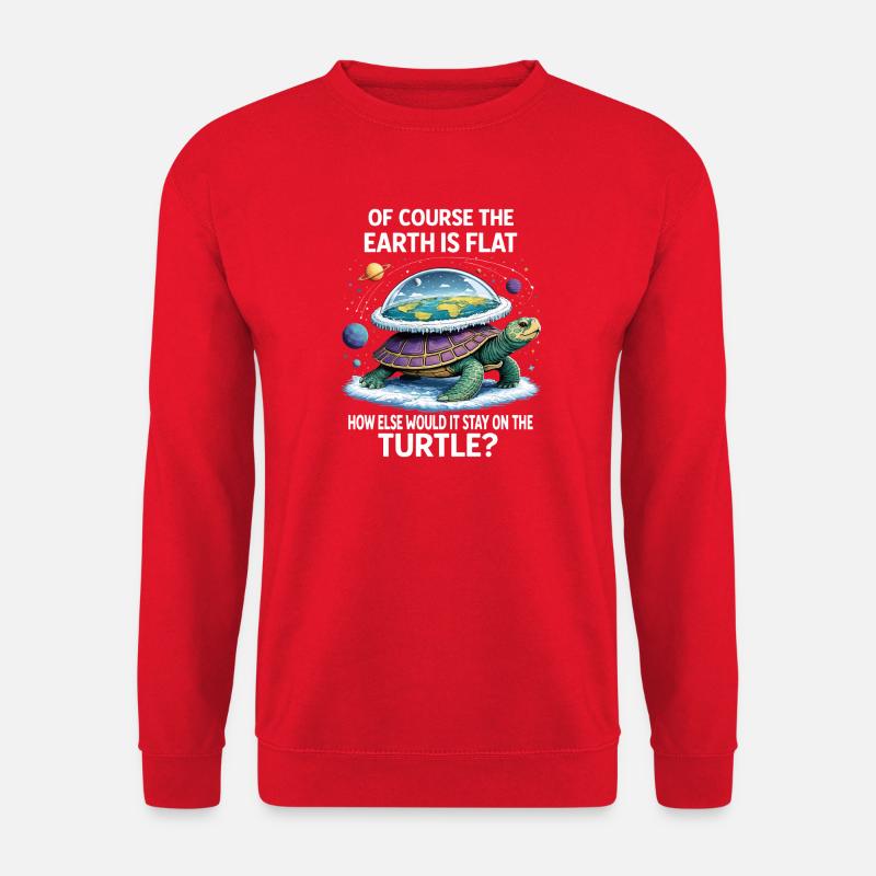 Schildkröte Flat-Earth Spruch - Unisex Pullover - Rot