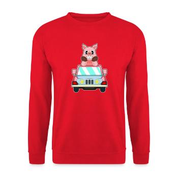 Pig Car - Unisex Sweatshirt - red - Front - Alina (178cm) & Michal (187cm)