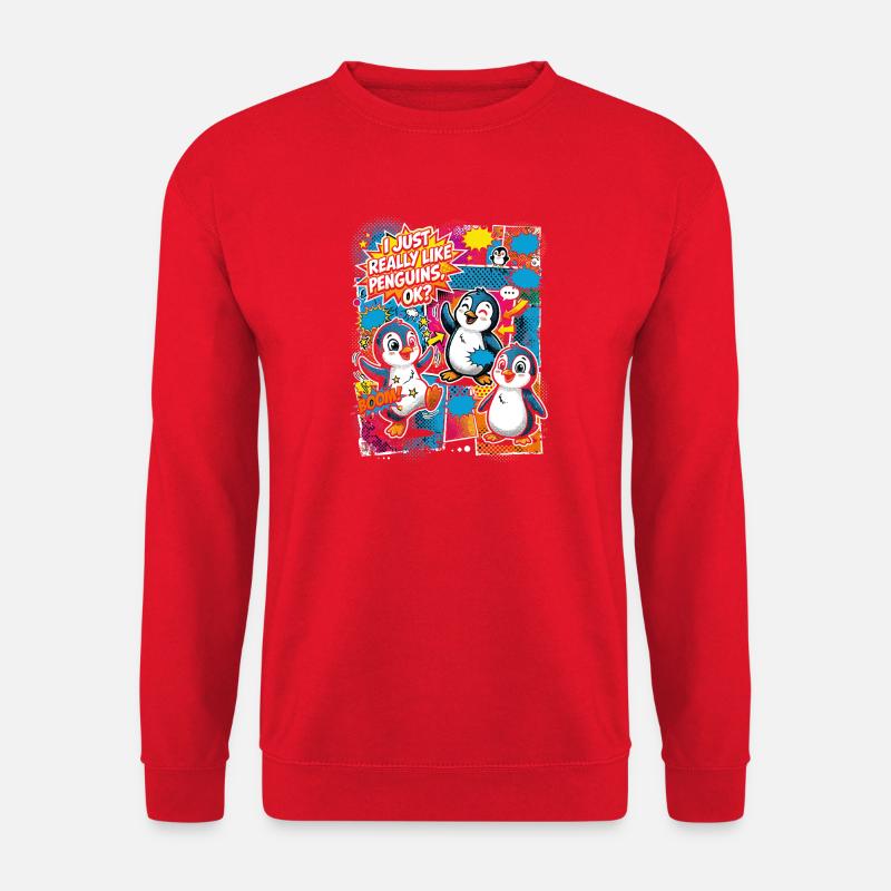 Penguin Pop Art Comic Collage - Unisex Sweatshirt - red