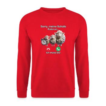 Sorry, my sheep are calling - Unisex Sweatshirt - red - Front - Alina (178cm) & Michal (187cm)