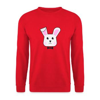 Cute Rabbit Head Bow Tie Retro Cartoon Art - Unisex Sweatshirt - red - Front - Alina (178cm) & Michal (187cm)