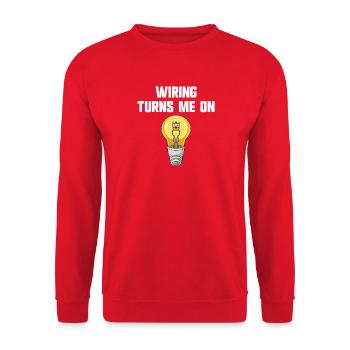 Blague sur la physique : le câblage m’excite – Plus drôle - Sweat-shirt Unisexe - rouge - Devant - Alina (178cm) & Michal (187cm)