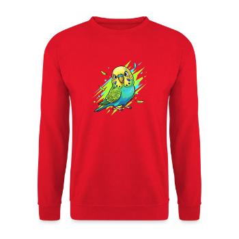 Neon Budgie Color Explosion - Unisex Sweatshirt - red - Front - Alina (178cm) & Michal (187cm)