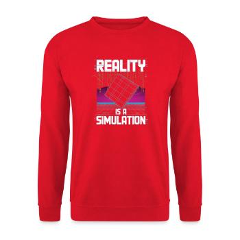 Realität ist eine Simulation - Unisex Pullover - Rot - Vorne - Alina (178cm) & Michal (187cm)