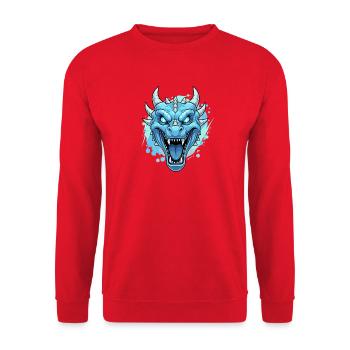 Look néon tête de dragon bleue - Sweat-shirt Unisexe - rouge - Devant - Alina (178cm) & Michal (187cm)