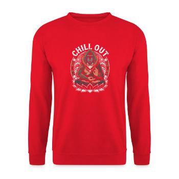 Chillout Monkey Meditation - Unisex Sweatshirt - red - Front - Alina (178cm) & Michal (187cm)