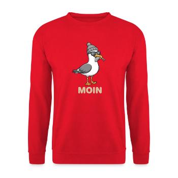 Moin seagull bird with cap and fish in mouth seagulls - Unisex Sweatshirt - red - Front - Alina (178cm) & Michal (187cm)