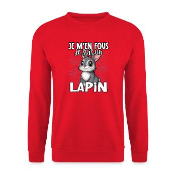 Je m'en fous je suis un lapin - süßer Hase - Unisex Pullover - Rot - Vorne - Alina (178cm) & Michal (187cm)