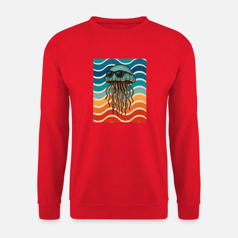 Strandjellyfish mit Sonnenbrille - Unisex Pullover - Rot