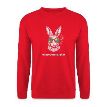 Everybunny Relax Funny Bunny with Sunglasses - Unisex Sweatshirt - red - Front - Alina (178cm) & Michal (187cm)