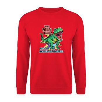 Dino Spruch: Unterm Himmel kann jeder Scheißen... - Unisex Pullover - Rot - Vorne - Alina (178cm) & Michal (187cm)