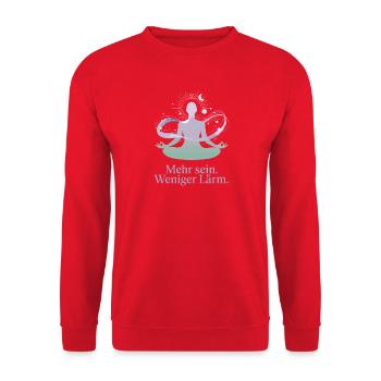  Mehr Sein Weniger Lärm Meditation Achtsamkeit - Unisex Pullover - Rot - Vorne - Alina (178cm) & Michal (187cm)