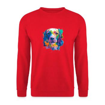 Vizsla Dog Pop Art Portrait Colourful Pet Art - Unisex Sweatshirt - red - Front - Alina (178cm) & Michal (187cm)