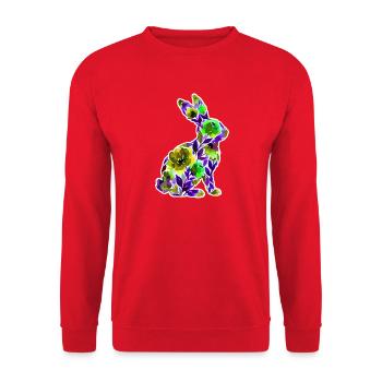 Hase Silhouette Blumen - Unisex Pullover - Rot - Vorne - Alina (178cm) & Michal (187cm)