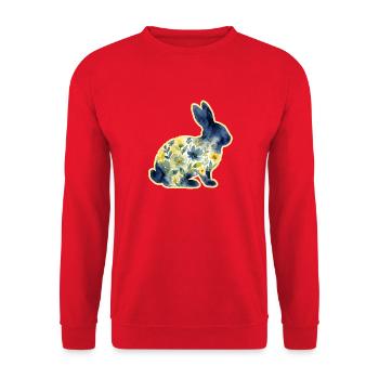 Hase Aquarell Ostern Blumen - Unisex Pullover - Rot - Vorne - Alina (178cm) & Michal (187cm)