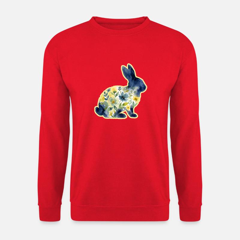 Hase Aquarell Ostern Blumen - Unisex Pullover - Rot