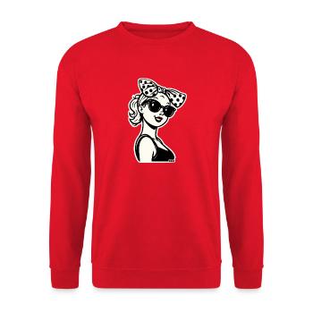 Retro Pinup Girl Polka Bow - Unisex Sweatshirt - red - Front - Alina (178cm) & Michal (187cm)