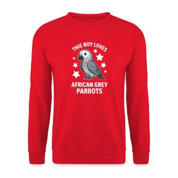 Graupapagei Sprüche Lustiges Graupapagei Geschenk  - Unisex Pullover - Rot - Vorne - Alina (178cm) & Michal (187cm)