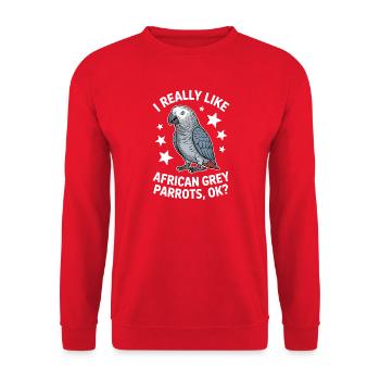 Graupapagei Sprüche Lustiges Graupapagei Geschenk  - Unisex Pullover - Rot - Vorne - Alina (178cm) & Michal (187cm)