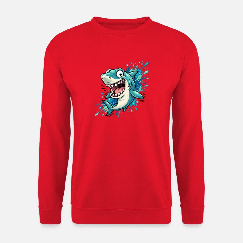Spritzender Cartoonhai - Unisex Pullover - Rot