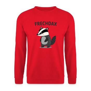 Frechdax Lustiger Dachs Wortspiel - Unisex Pullover - Rot - Vorne - Alina (178cm) & Michal (187cm)