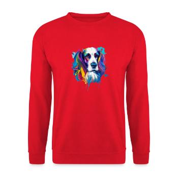 Cocker Spaniel Hund Farbenfrohes Pop-Art-Porträt - Unisex Pullover - Rot - Vorne - Alina (178cm) & Michal (187cm)